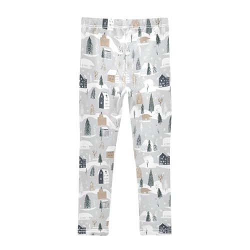 senya Girls Printed Leggings Yoga Pants Winter Polar Bear Pattern for Kids in 4t to 10 Years, 4T2