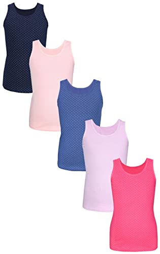 TupTam Mädchen Baumwolle Unterhemd 5er Pack Tank Top Ärmellos Kinder, Farbe: Punkte Rosa Blau Lila, Größe: 134-140 Cover