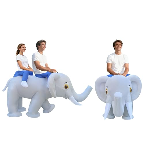 Two-Person Riding Elephant Inflatable Costume Double Person Blow-up Suit Cosplay Costume for...