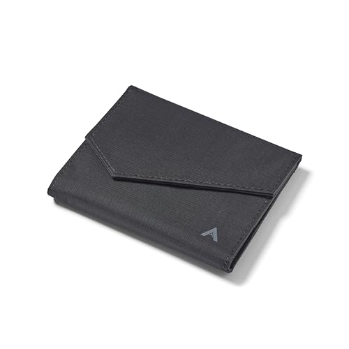 Allett Envelope Wallet, Jet Black – Nylon, RFID Blocking, Trifold, Slim, Minimalist, Water Resistant, Thin - Holds 4-24+ Cards, Bills, Coins - For Men & Women