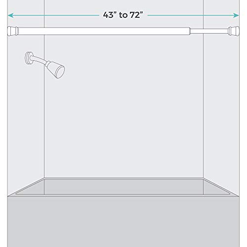 Maytex EZ UP Rust Resistant Strong Hold Basic Adjustable Tension Shower Rod, 43 inches to 72 inches, Black