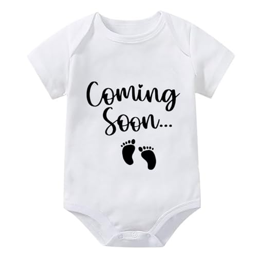 Image of WOOYONGING Coming Soon Pregnancy Announcement Infant Romper Baby Girl Bodysuit Short Sleeve Baby Clothes