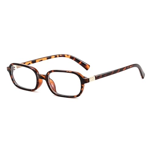 Image of FEISEDY Fashion Rectangular Blue Light Glasses for Women Retro Small Frames Vintage Trendy 90s Square Eyeglasses B0255