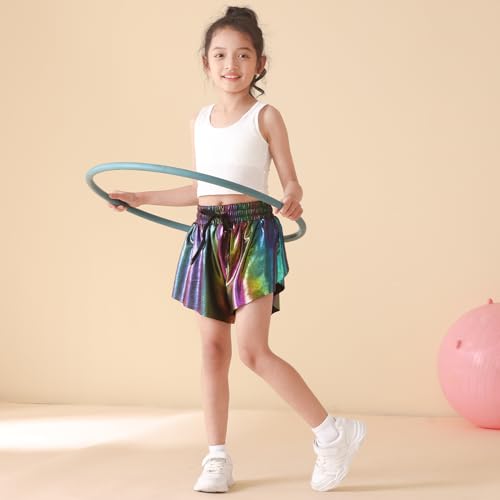 Girls Butterfly Shorts Sparkle Flowy Athletic Shorts for Girls Gym Skorts 2-in-1 Skirt for Kids Preppy Clothes3