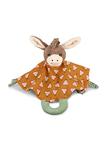 Sterntaler Schmusetuch S Esel Emmilius, 21 cm, Flauschstoff und Jersey, Ockergelb/Mehrfarbig, Maschinenwaschbar