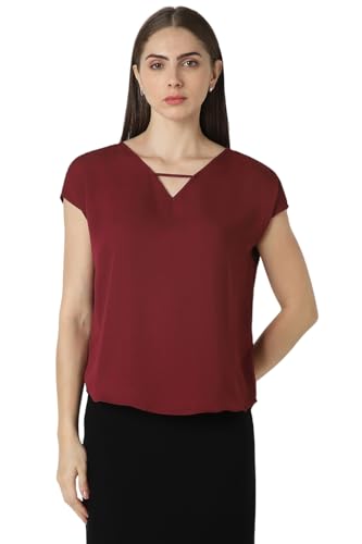Image of Van Heusen Women's Polyester Regular Fit V-Neck Formal Top