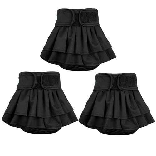 Image of wegreeco Dog Diapers Female (3 Pack), Highly Absorbent Dog Diapers for Female Dogs, Washable in Heat, Incontinence, or Excitable Urination (Black, Small)
