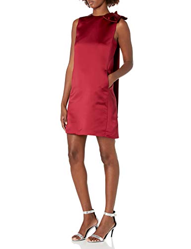 Tahari by Arthur S. Levine Women's Satin Sheath Dress with Bow, Garnet, 8