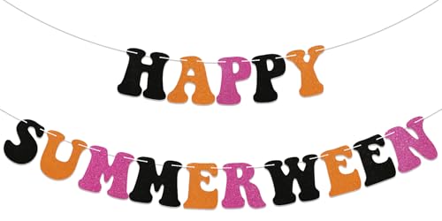 Happy Summerween Banner Summerween Birthday Party Decorations Summer Halloween Ghost Birthday Bachelorette Party Decorations