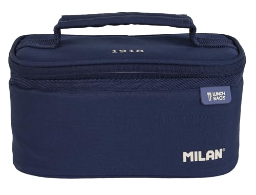 Bolsa isotérmica porta alimentos pequeña con 1 recipiente (1.5L) serie 1918. azul marino MILAN (08805SNCB), 22 x 12,5 x 12 cm