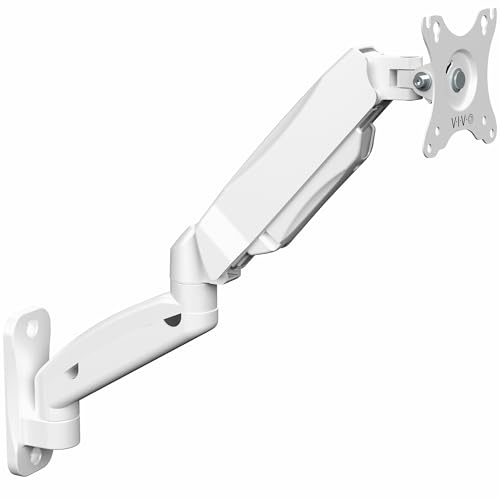 Image of VIVO Single Monitor Counterbalance Wall Mount for 32 inch Screens up to 19.8 lbs, Full Motion, Max VESA 100x100, White, MOUNT-V001GW