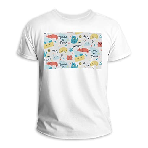 T-shirt col rond 100% coton respirant pour les amoureux de motif chat mignon