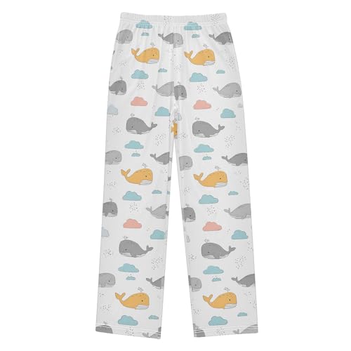 Pajama Pants Lounge Sleep PJ Bottoms Sleepwear Elastic Waist Drawstring S Whale