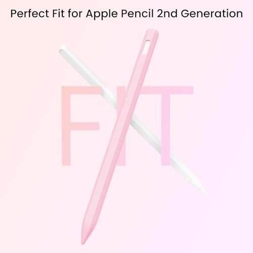 KELIFANG Silicone Case Compatible Apple Pencil 2nd Generation, Protective Holder Sleeve and Nib Cover Compatible Pro 11, 12.9 inches 2018 Apple Pencil 2 Gen (Pink)