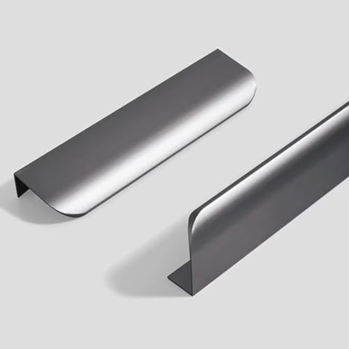 Confezione da 10 maniglie nascoste in alluminio per cassetti, moderne, per cucina, bagno, comò e guardaroba, include viti, 120 mm, design elegante (nero)
