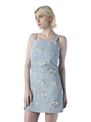 Image of ONLY Women Embroidered Embellished Denim Mini Dress