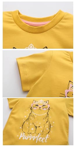Image of Girls Short Sleeve Shirts Toddler Summer Top Kids Cotton Clothes 2-7 Years