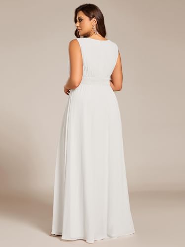 Image of Ever-Pretty Plus Women's Round Neck Sleeveless Empire Waist Maxi Plus Size Formal Gowns Bridesmaid Dresses