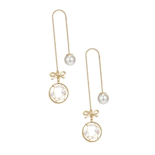 Homoyoyo 1 Par Pendientes de perlas aretes en forma de red earrings para Pendientes de moda arete de aleación Pendientes simples pendientes creativos aguja de plata 925 Dorado