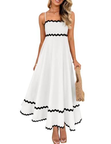 Image of ZESICA Women's 2026 Summer Spaghetti Straps Midi Dress
