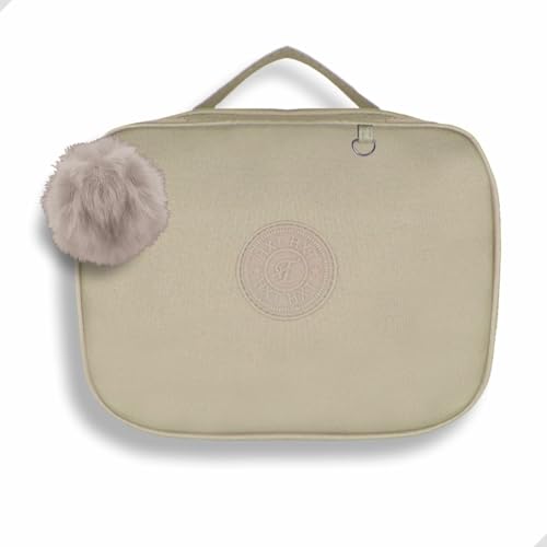 Estojo Escolar Cintilante Box Grande Com Pompom | Espaço para 100 Lápis e Com 24 Elásticos | Organizador de lápis e canetas, Ziper Resistente Papelaria Fofa Unissex Premium (Dourado)