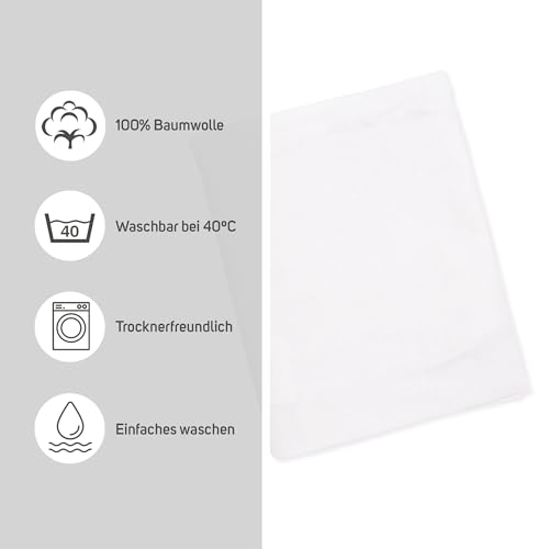 Ti Tin | 2er Packung Spannbetttücher für Kinderbett | 100% Baumwolle in Weiss | Verstellbar mit Gummizug | 50 x 80 cm – Ansicht 4