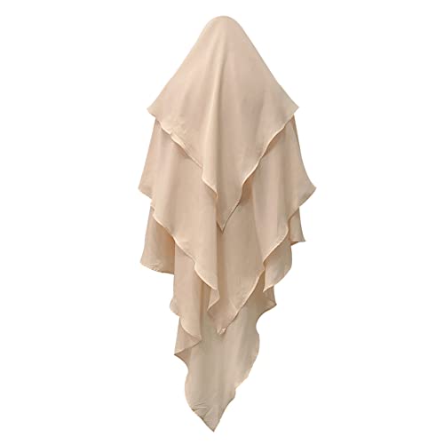 Long Khimar Hijab Scarf Wrap 3 Layer Abaya Jilbab Muslim Islam Women Niqab Jilbab Ramadan Eid Prayer Garment