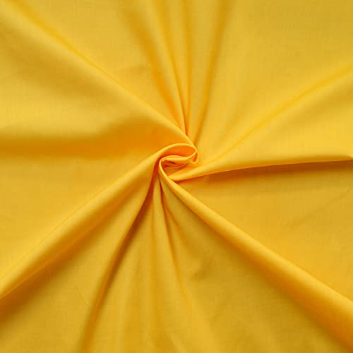 Coupon tissu popeline 100% coton - Tissu coton - Tissu popeline de coton (1m x 1m46, Jaune curry)