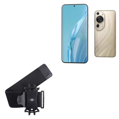 BoxWave Holster Compatible with Huawei P60 Art - ActiveStretch Sport Armband, Adjustable Armband for Workout and Running - Jet Black