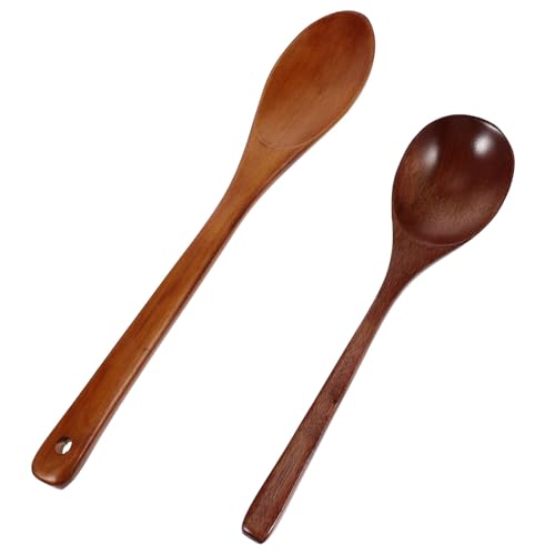 Unomor 2pcs Salad Spoons Soup Spoons Comfortable Grip Portable Handle Rice Stirring Utensils for Kitchen Home and Cafe Use