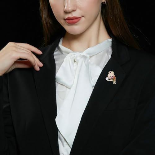 Moissanite & 14K Gold Magpie Brooch – Bird On A Branch Design, Sparkling Crystal Accents | Handmade, Luxury Gift Box, Perfect For Cardigans & Special Occasions
