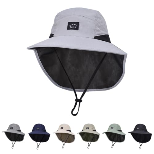 Image of ZOORON Kids Sun Hat with Neck Flap UPF 50+ UV Protection Wide Brim Breathable Fishing Safari Beach Summer Hat for Boys Girls