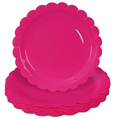 hot pink scalloped paper plates