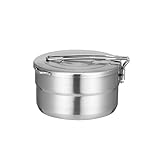 Denpetec Stainless Steel Camping Cook Pot with Lid and Folding Handle Camping Cookware 1.5L Large...