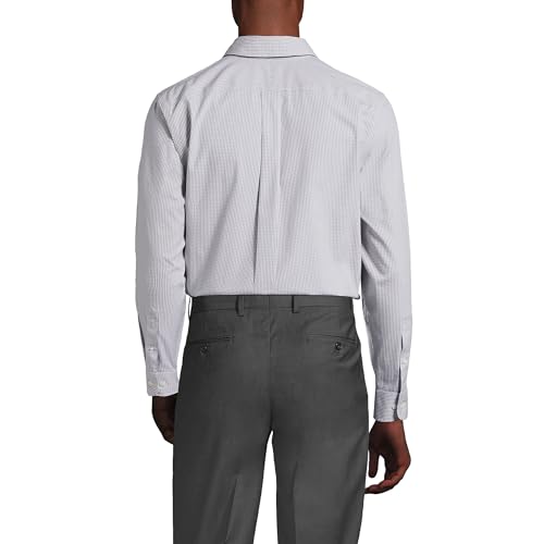 Lands' End Men s Solid No Iron Supima Pinpoint Buttondown Collar Ultimate Gray Check Regular 17 332