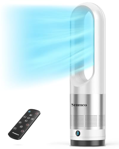 Generischer Rotorloser Ventilator Mit Luftreiniger - 6 Stufen, 35dB Leise, Timer, Weiß