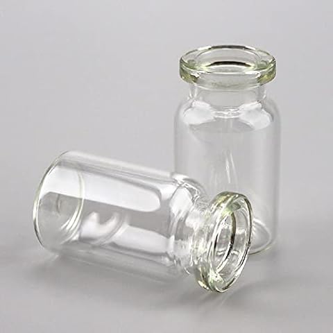 10ml Sample Vials Pack of 154 pcs-24x45mm Glass Transparent Bottom headspace Sample Bottles, chamfered Surface Treatment Cover