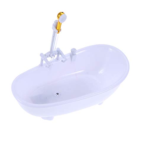 Toyvian Electric Water Spraying Bathtub Swimming Pool with Sprayer Without Battery for Doll (White)