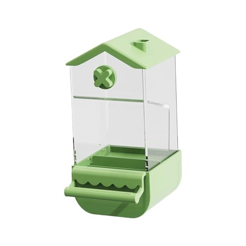 Portable Pet Feeder with Detachable Water Bottle for Small Pets, Green and roof