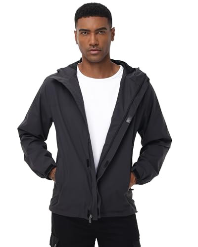 Image of YuKaiChen Mens Rain Jacket Waterproof Hooded Windbreaker Jacket Lightweight Outdoor Hiking Shell Coat