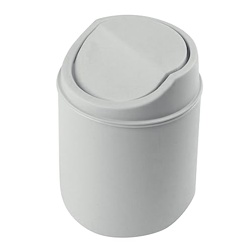 Mini Desk Bin 5L Swing Lid Small Plastic Desktop Rubbish Bin with Flip Top | Compact Countertop Trash Can for Office Bedroom Bathroom & Kitchen Worktop