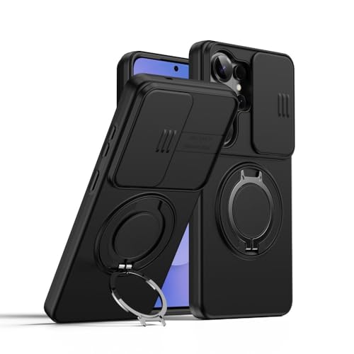 Coque Samsung S25 Ultra noire rigide en silicone avec un grand anneau de support