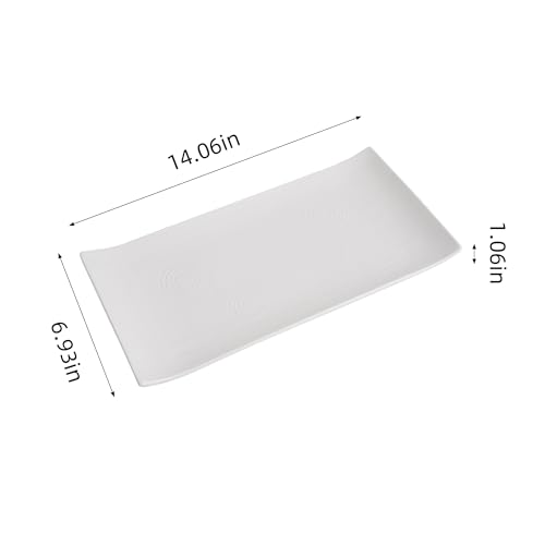 Plato rectangular de cerámica blanca 14x7 in (12 unidades) miniatura 4