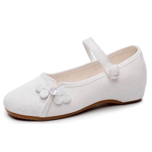 Tygskor Kinesiska Spänneskor Tygskor Med Fotledsrem Casual Walking Skor För Qipao Dress