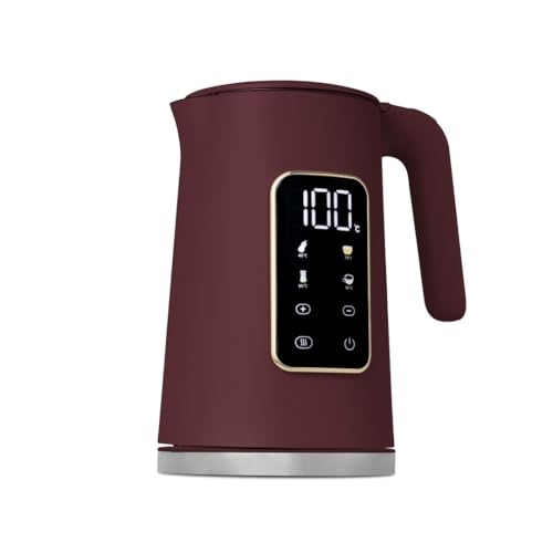 Berlinger Haus Hervidor de agua digital de 1,7 l, acero inoxidable, interior de plástico, exterior, control de temperatura, 4 niveles, 2200 W, mate, colección Leonardo Burdeos