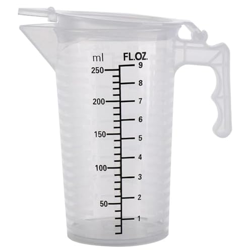 La Mejor Recopilación de Vasos y jarras medidores los 10 mejores. 47 Taza medidora con tapa y pico, jarra medidora de plástico transparente de 250 ml con asa, vaso graduado resistente al calor para ingredientes líquidos (para cocina