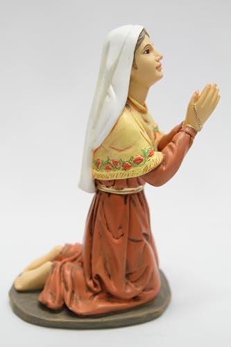 Estatua de San Bernadette de Lourdes en oración blanca miniatura 6