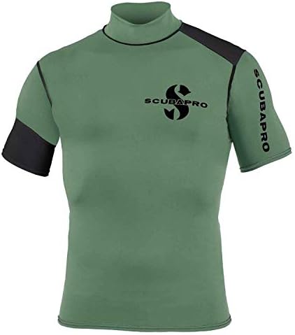 Scubapro Mens Eco Short Sleeve Rash Guard (Medium, Army Green)