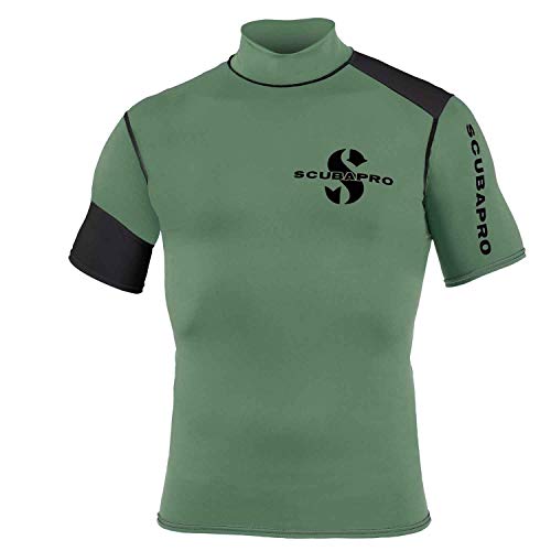 Scubapro Mens Eco Short Sleeve Rash Guard (Medium, Army Green)