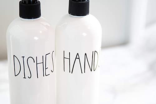 Plastic Hand And Dish Soap Dispenser Set For Kitchen, White Plastic Bottles, Farmhouse Kitchen Soap Dispenser, Heartland Lettering #TOP4